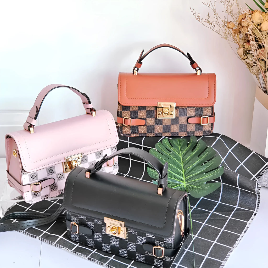 Small square crossbody bag with retro ethnic pattern in multiple colour options