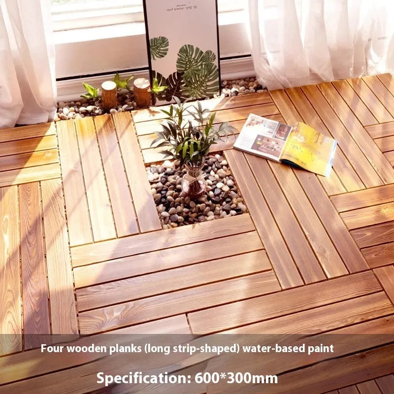 Camphor pine floor tiles in 30x30cm size with brushed finish for balcony and indoor-outdoor use
