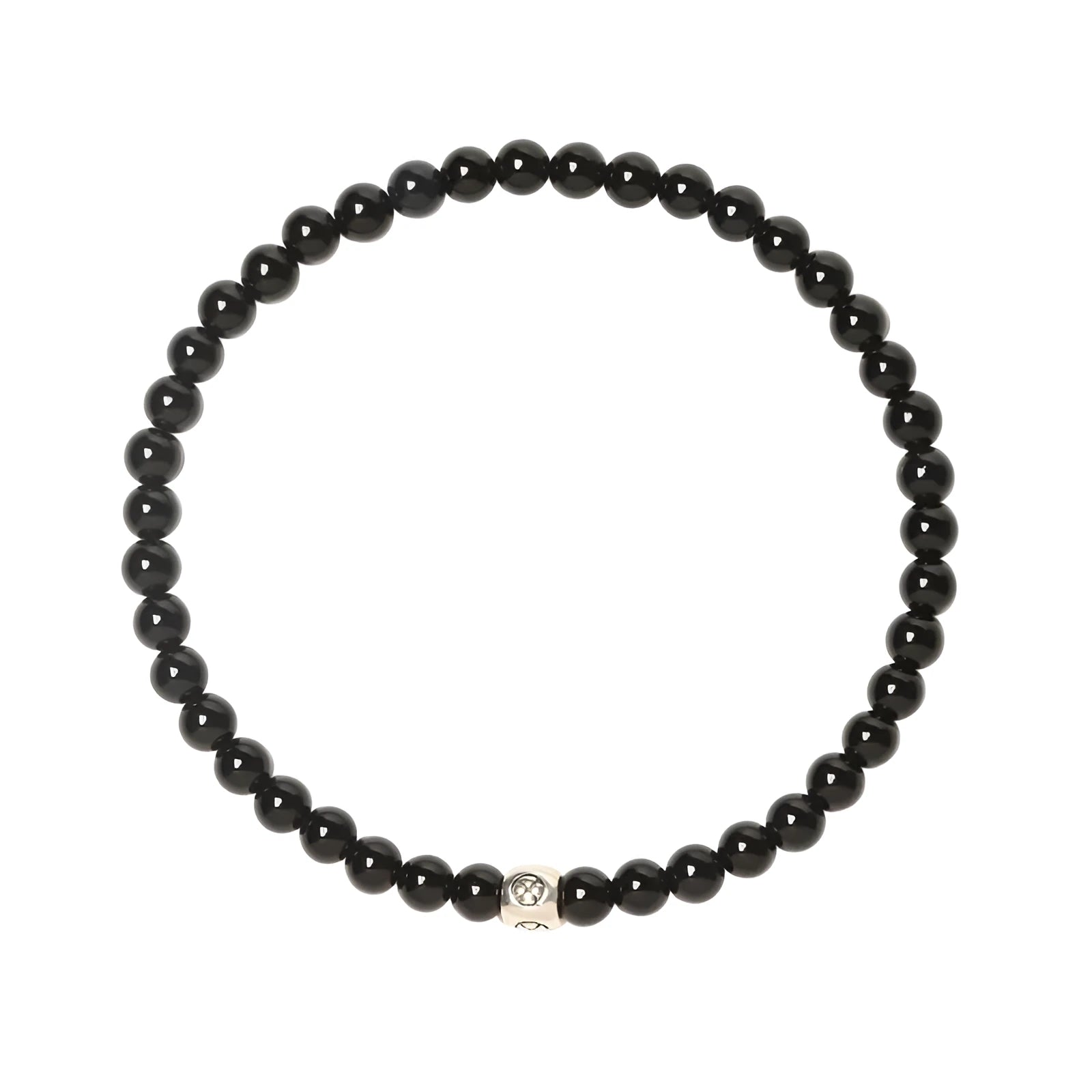 Fine 4mm electroplated agate stone bracelet with obsidian, blue san, and black agate beads
