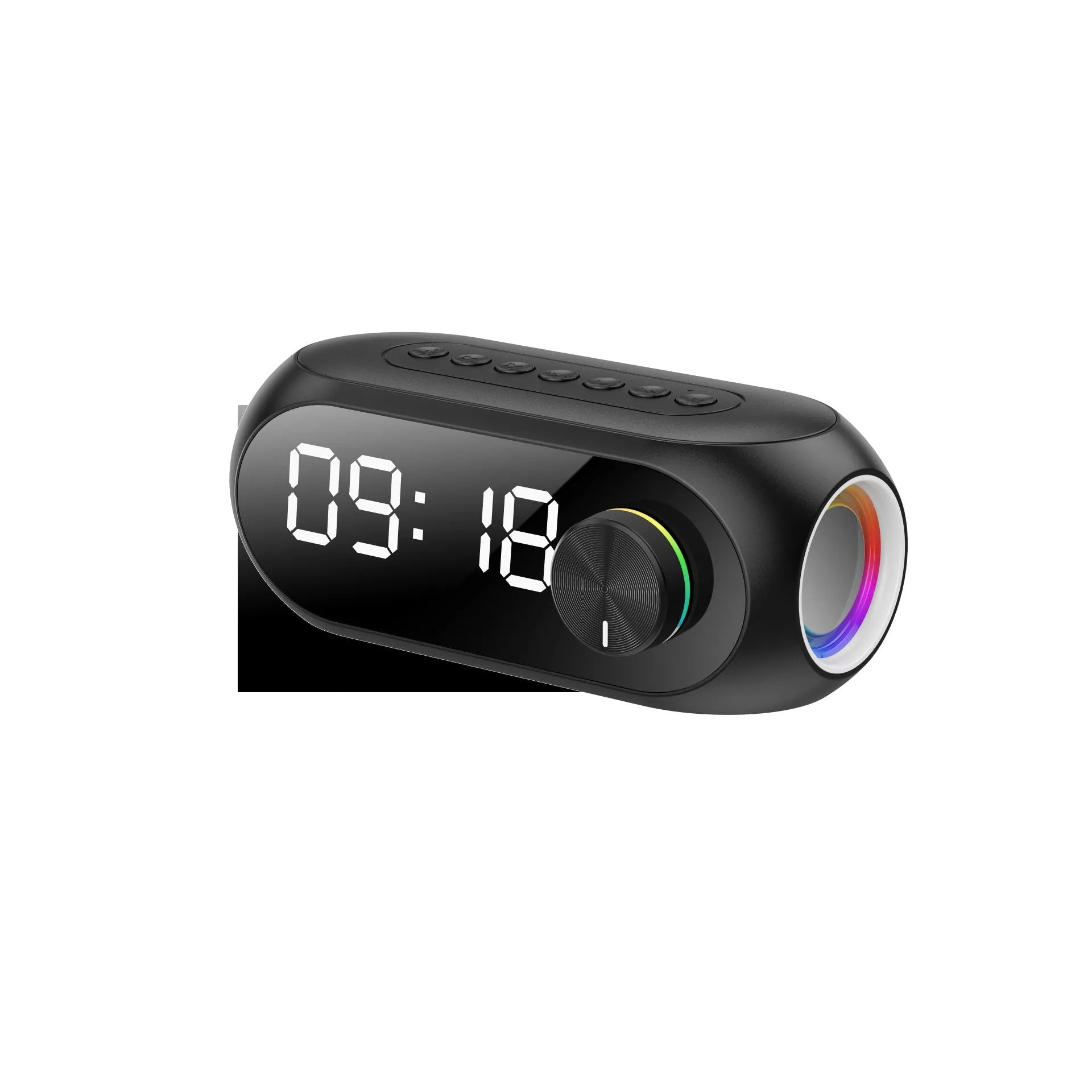 S8 coloured USB-powered portable Bluetooth speaker with enhanced bass and clock display