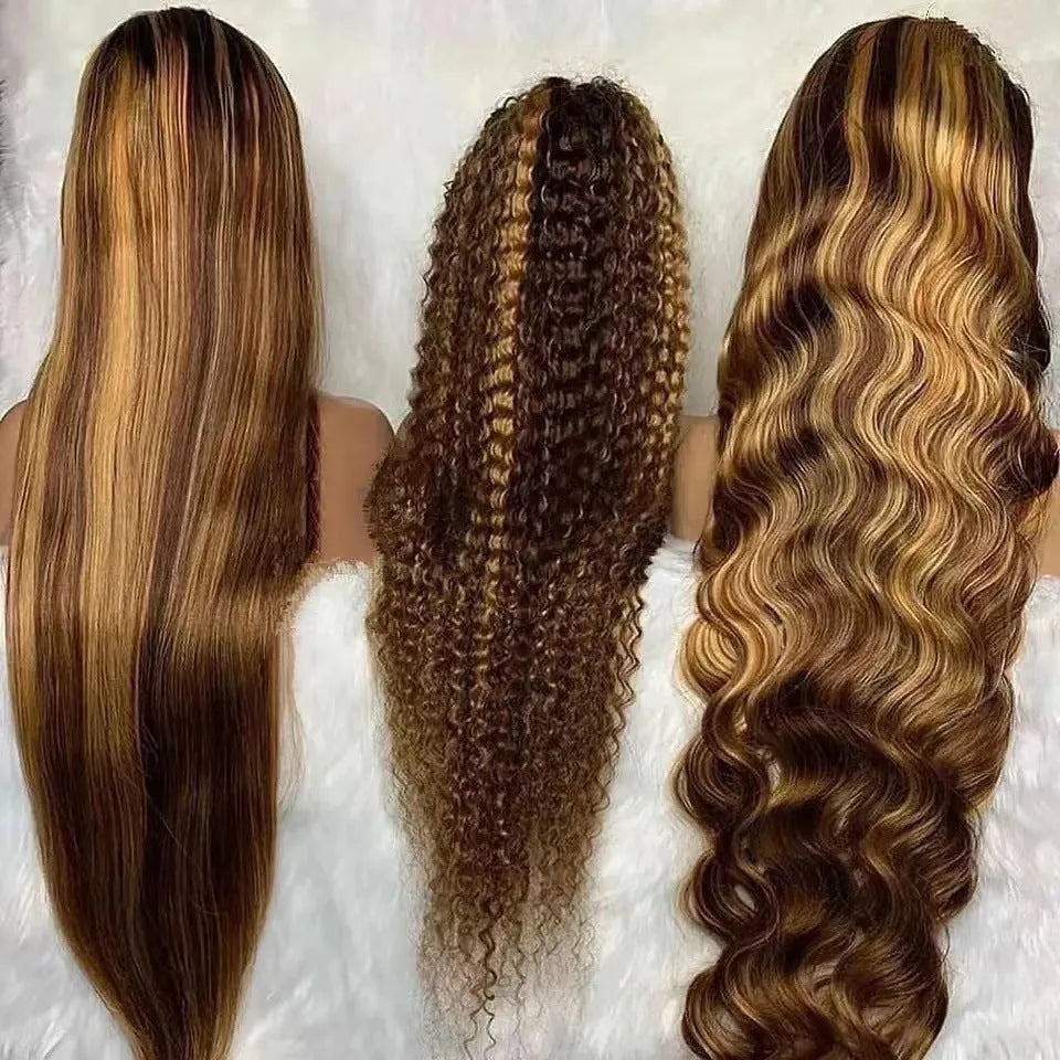 Long curly African black gradient front lace wig with big waves on a sheath base.