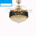 Crystal lampshade ceiling fan with light and remote control on a white ceiling.