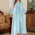 Dubai two-piece Arabic dress set with rhinestone straps in polyester fabric
