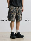 Loose fit denim shorts with elastic waist in black and army green colours