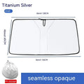 Car sun shade with double rings and vent for front windscreen protection.