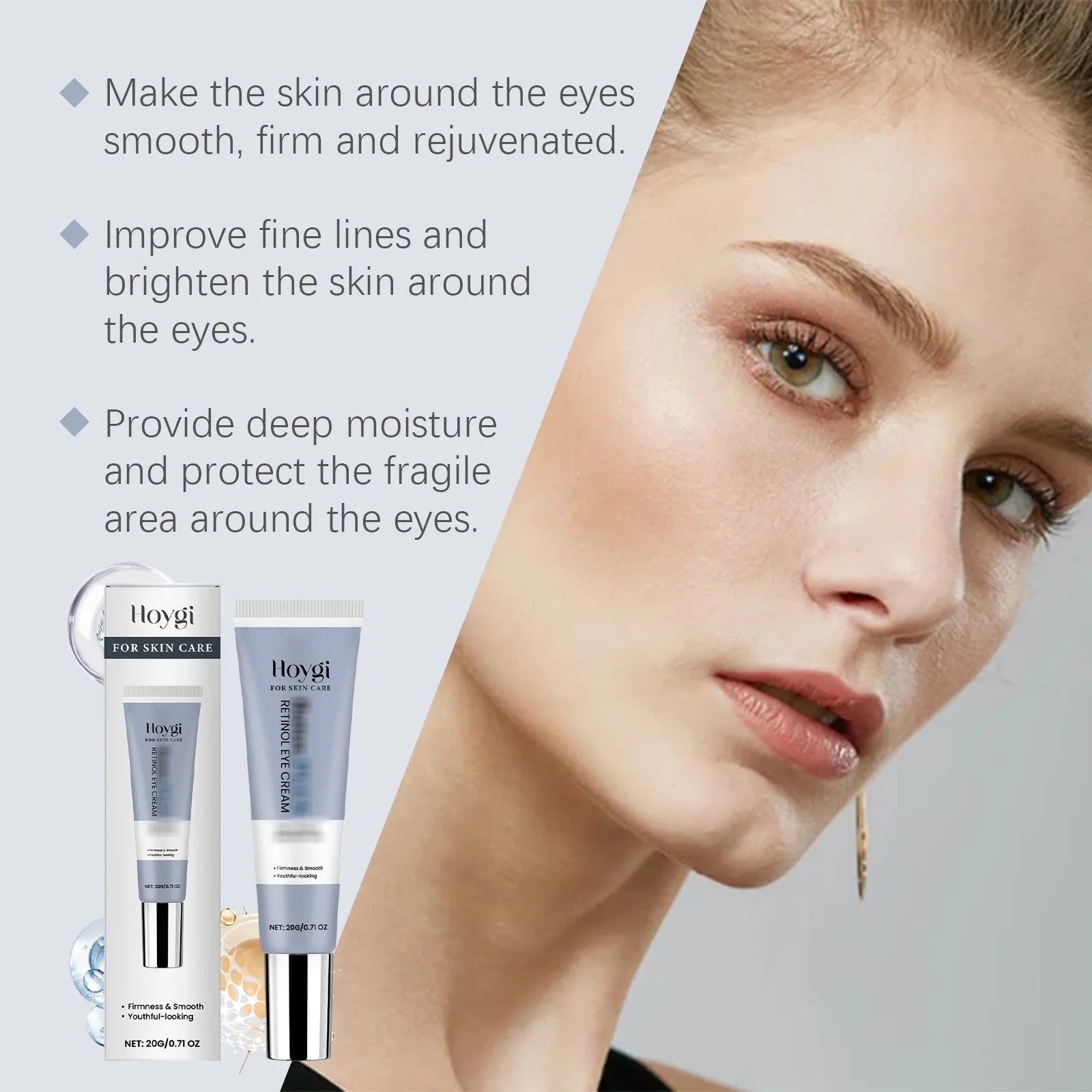 Retinol eye cream in 12.1cm tube with 20g net content for eye area moisturising
