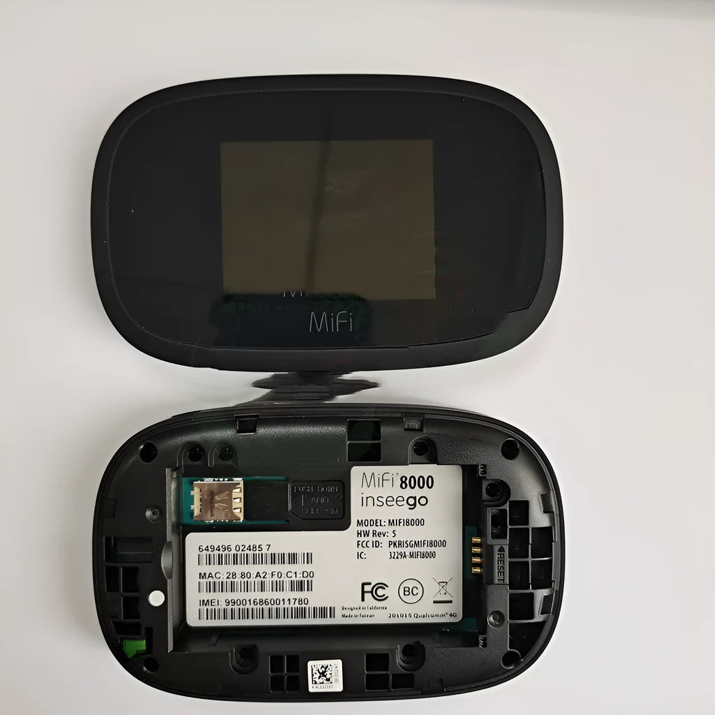 Black MIFI8000 portable 4G wireless router with compact design for mobile internet.