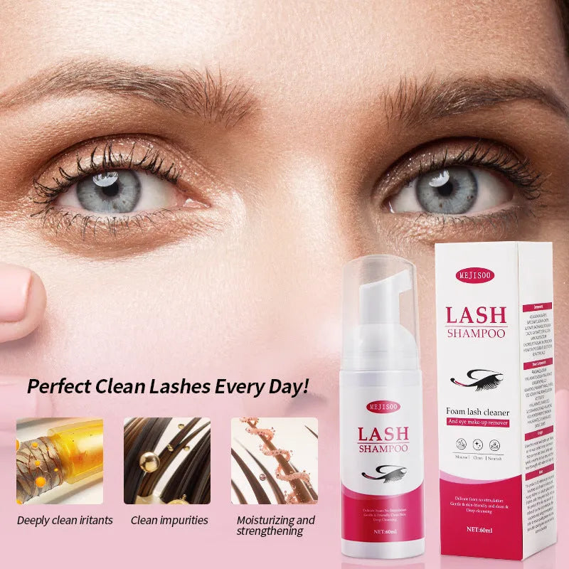 60ml eyelash shampoo mousse cleansing solution in squeezable tube