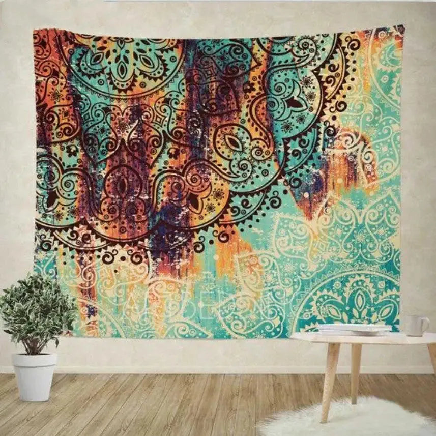 Sevenstars bohemian mandala tapestry with colourful floral print on 100% polyester fabric
