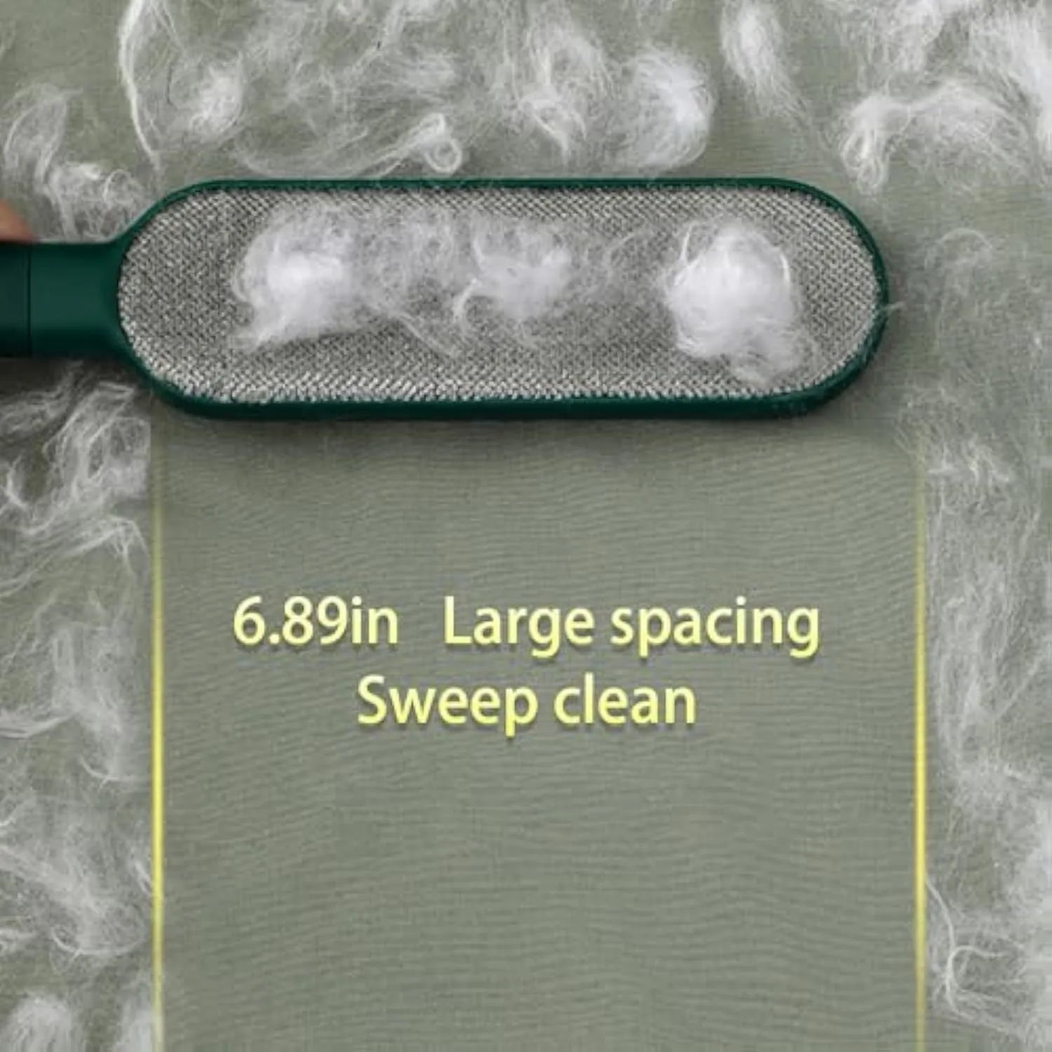 Blue reusable pet hair remover brush with storage base for collecting shed hair from fabrics.
