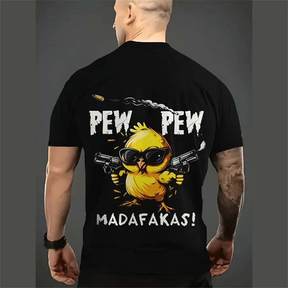 Men's loose-fitting short-sleeved shirt with 3D cartoon print design in summer colours