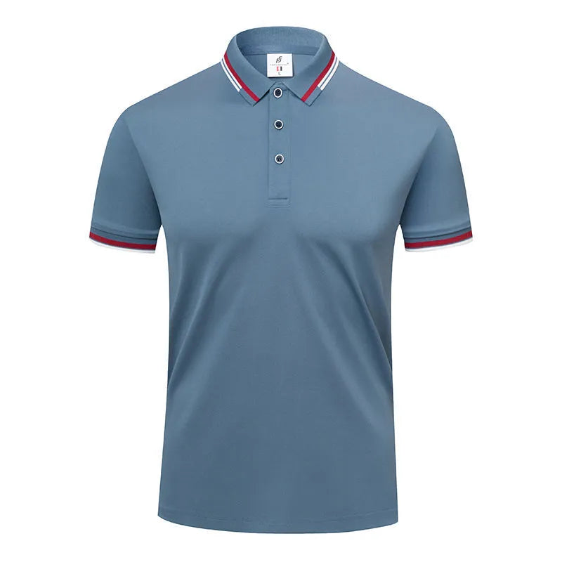 190g ice cotton lapel short sleeve top in bean green colour, front view, casual wear