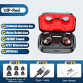 Black Bluetooth wireless earbuds with charging case that functions as mobile phone power bank