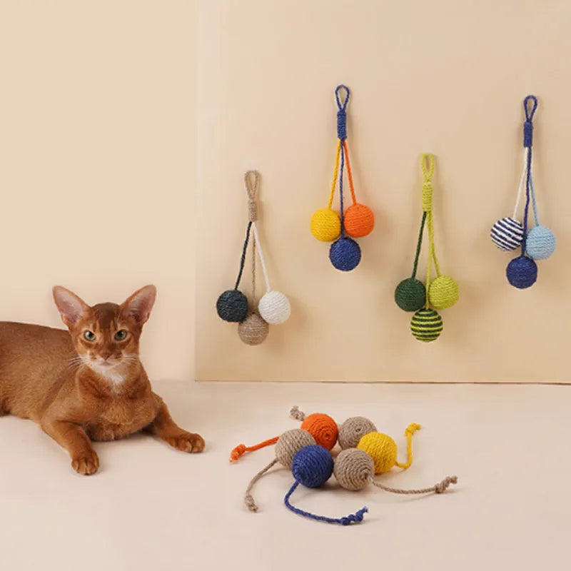 Interactive cat toy set with teaser stick, bite resistant catnip balls, and multiple colour options