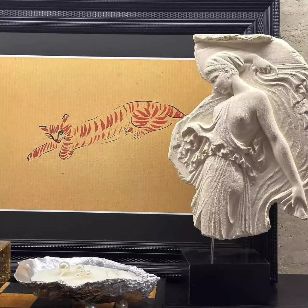 White wine goddess resin sculpture ornament with modern minimalist European style design