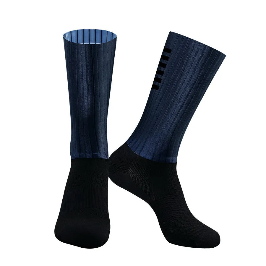 A pair of breathable athletic sports socks for cycling and running, shown in one of six available colours.