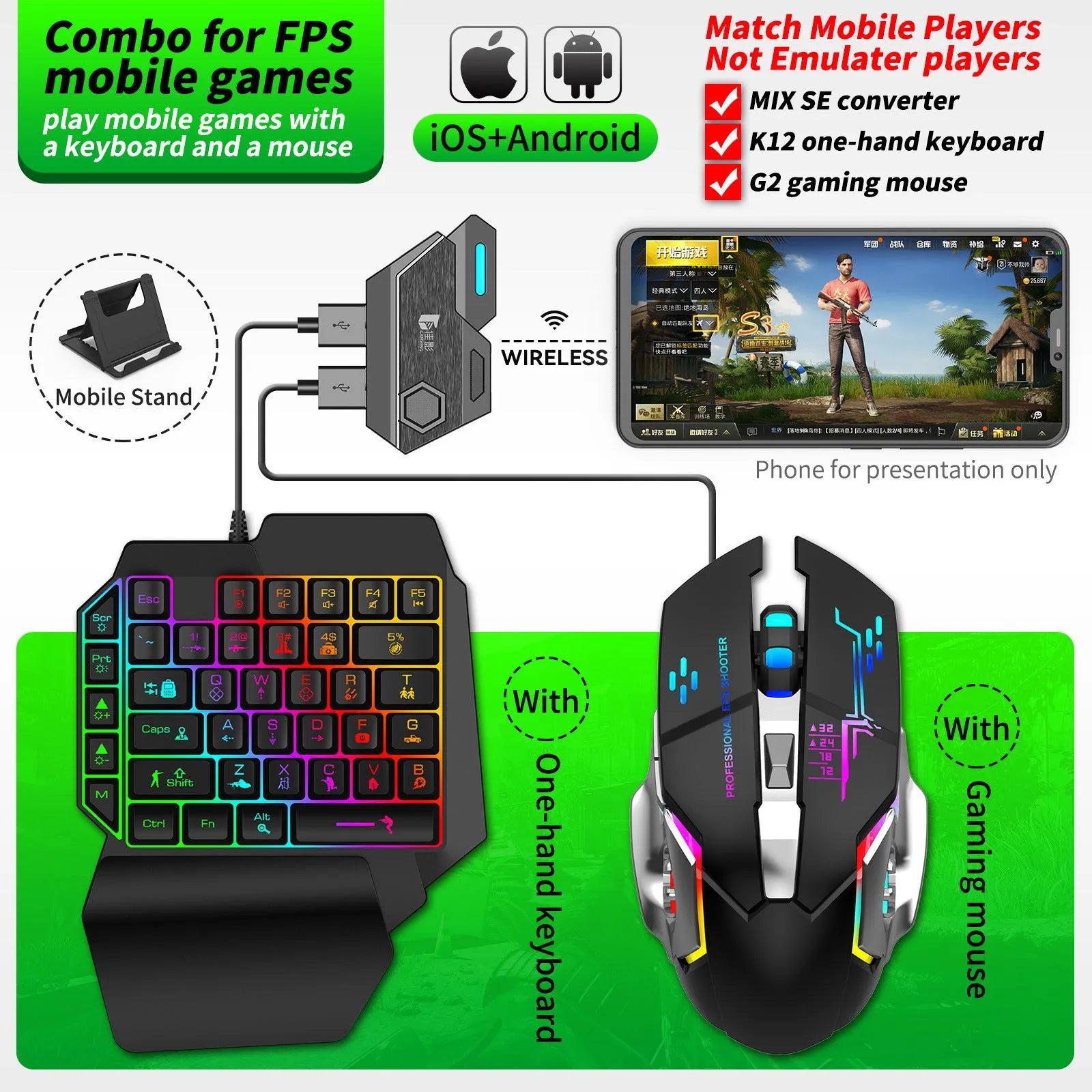 Gamwing Jiaying MIX series USB converter for Chicken Throne keyboard and mouse in official configuration suit colour