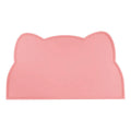 Silicone waterproof pet feeding mat with cat head design measuring 44x24cm in solid colours