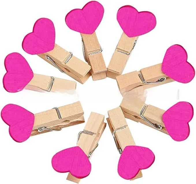 Solid wood heart-shaped clips in multiple colours with modern simplicity style