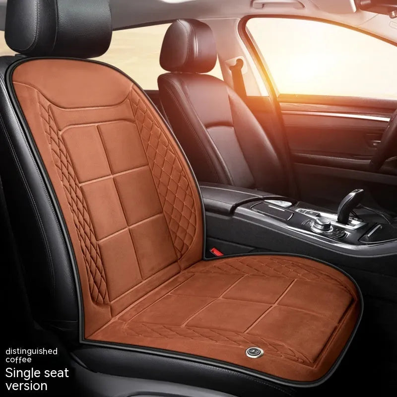 Auto heating cushion for car seats in beige, black, or coffee brown colours