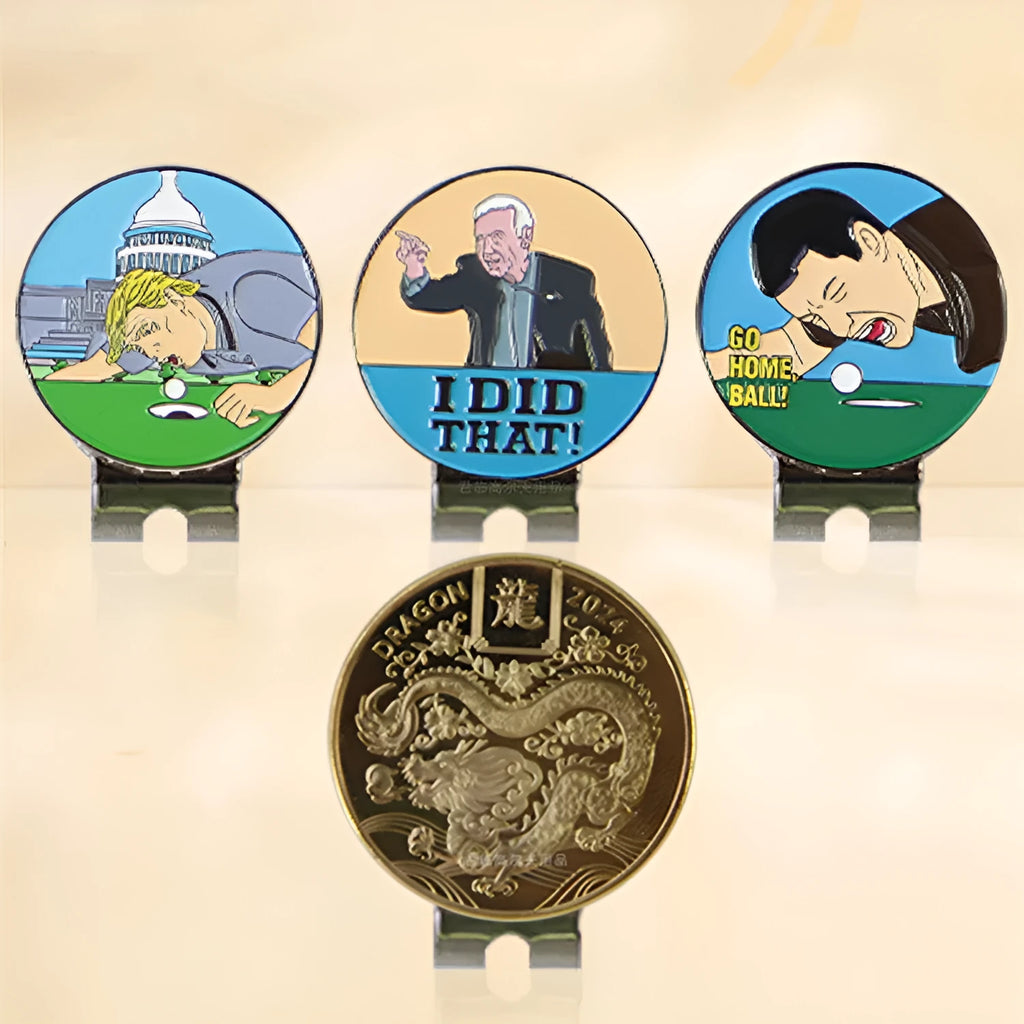 Zinc alloy hat clip for golf caps with personalised Dragon Year pattern design