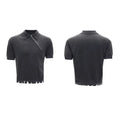 Men's slim-fit knitted polo shirt with oblique zipper lapel collar in solid colour option