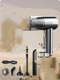 Cordless handheld car vacuum cleaner with brushed finish and attachments for 45000Pa suction and blowing