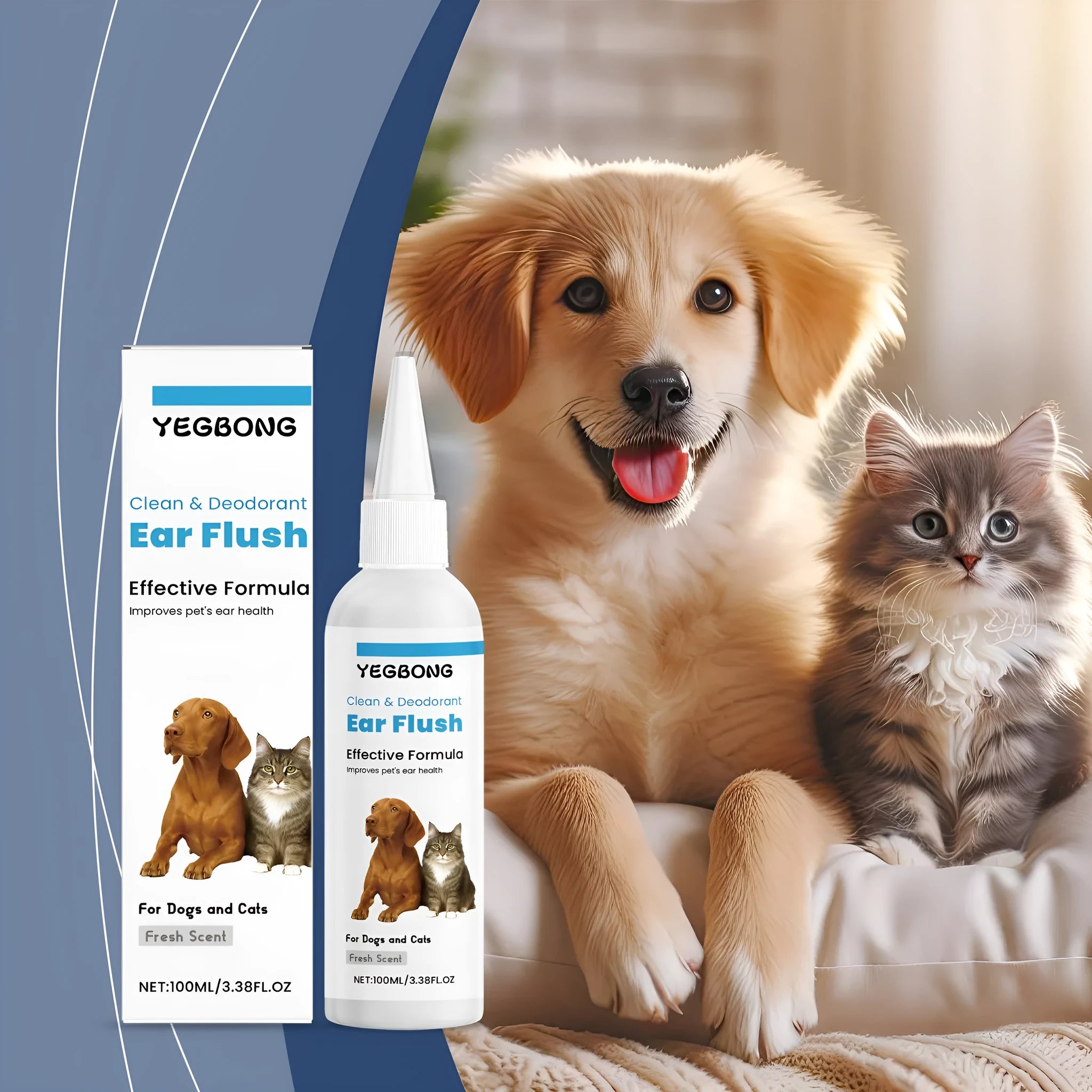 100ml cat and dog veterinary formula ear cleaner bottle for gentle earwax removal
