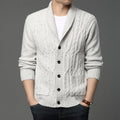 Men's Korean-style jacquard knitted cardigan in straight cut for autumn winter wear
