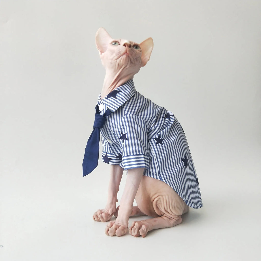 Casual thin cotton shirt for Sphinx hairless cats in breathable design
