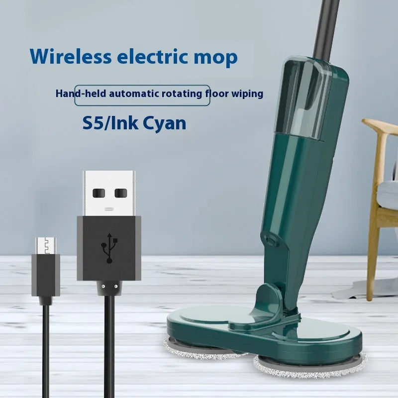 Lazy wireless sweeping and mopping all-in-one machine in S5 Green colour with USB charging port visible