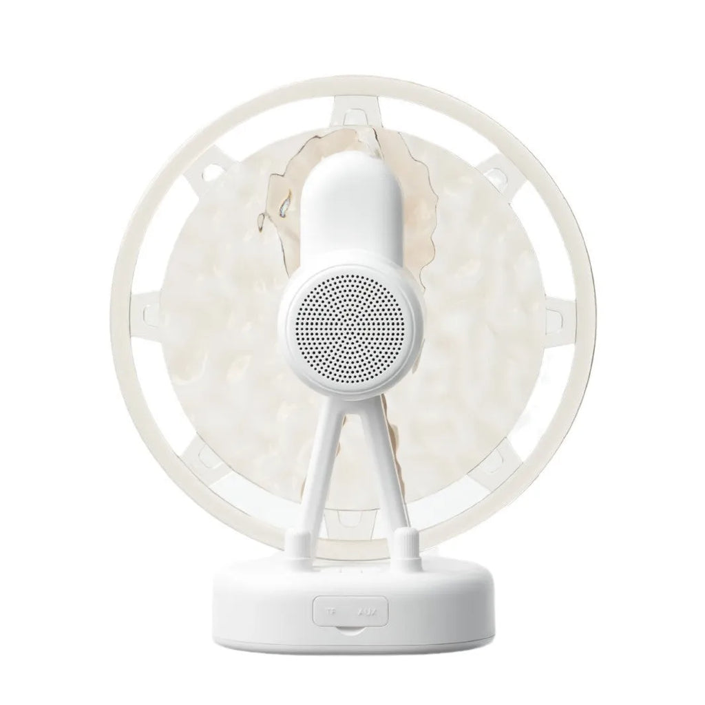 Ferris wheel shaped Bluetooth speaker with colourful LED lights in pink or white colour options