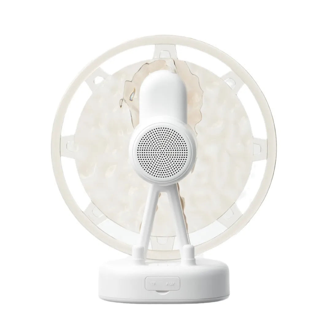 Ferris wheel shaped Bluetooth speaker with colourful LED lights in pink or white colour options