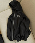 Men's grey British-style hooded sunscreen jacket with loose-fitting polyester construction