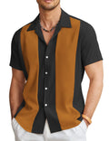 Men's slim fit Hawaiian short sleeve shirt in elastic polyester fabric