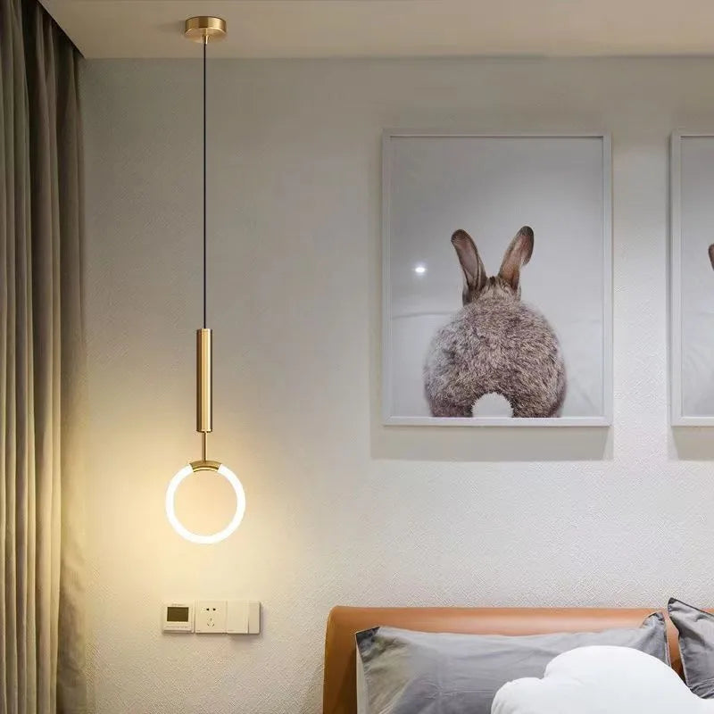 Nordic minimalist U-shaped bedroom chandelier ceiling light with 200mm diameter