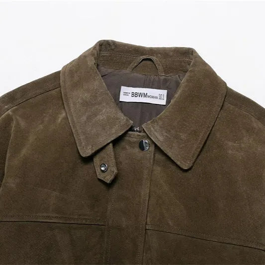 Women's medium thickness PU jacket coat in Japanese Korean casual style shown in picture colour