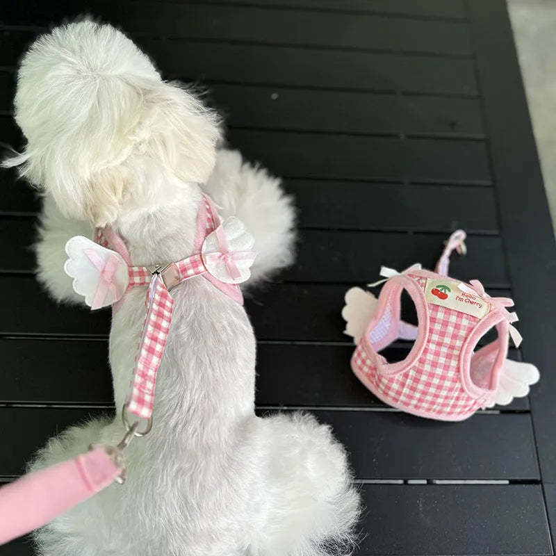 Cotton chest and back hand-holding rope for small dogs in pink or black