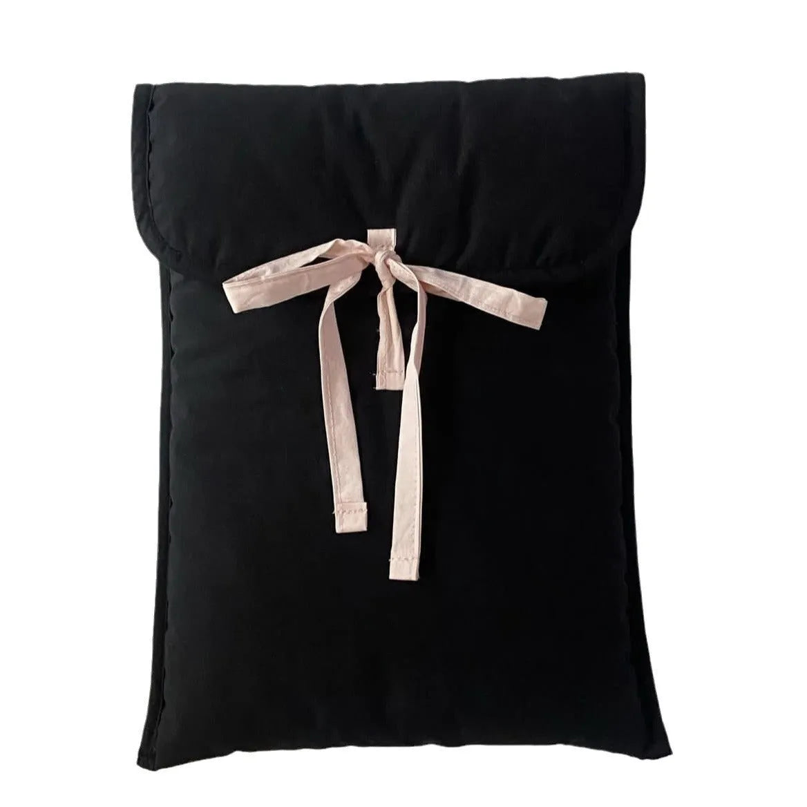 Women's black and white quilted nylon computer bag with ballet bow detail
