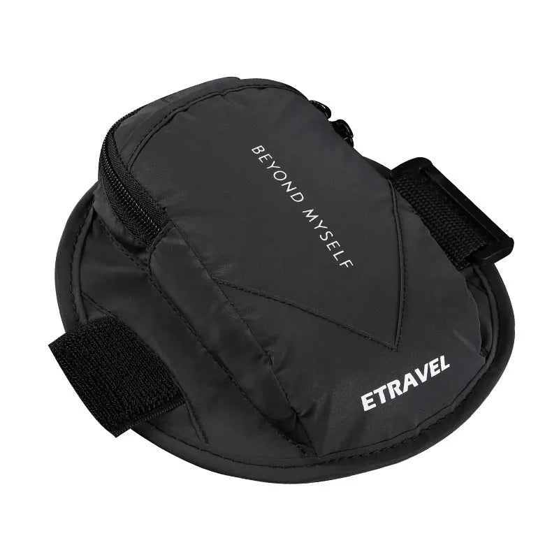 Lightweight reflective running arm bag with adjustable strap and phone compartment