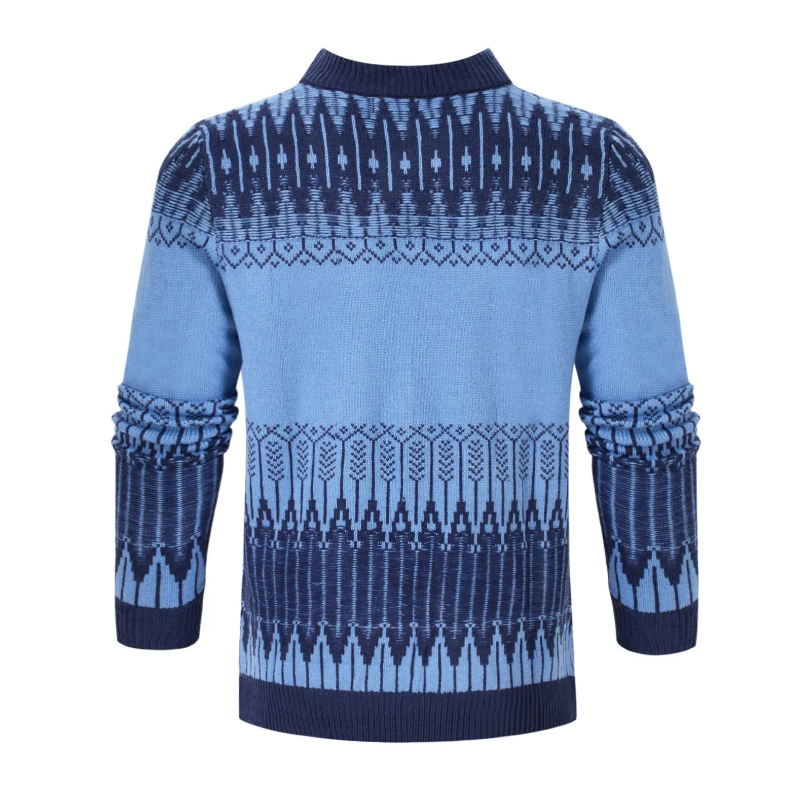 Men's crew neck knitted sweater in a long-sleeved pullover style for fall and winter.