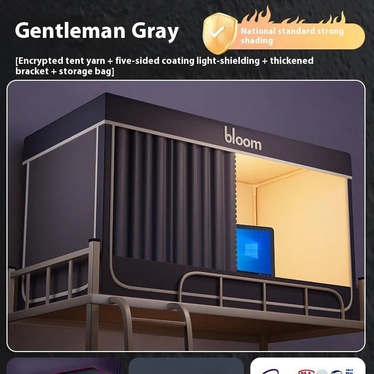 Gentleman Gray polyester bed curtain and mosquito net tent for a 0.9m wide bed.