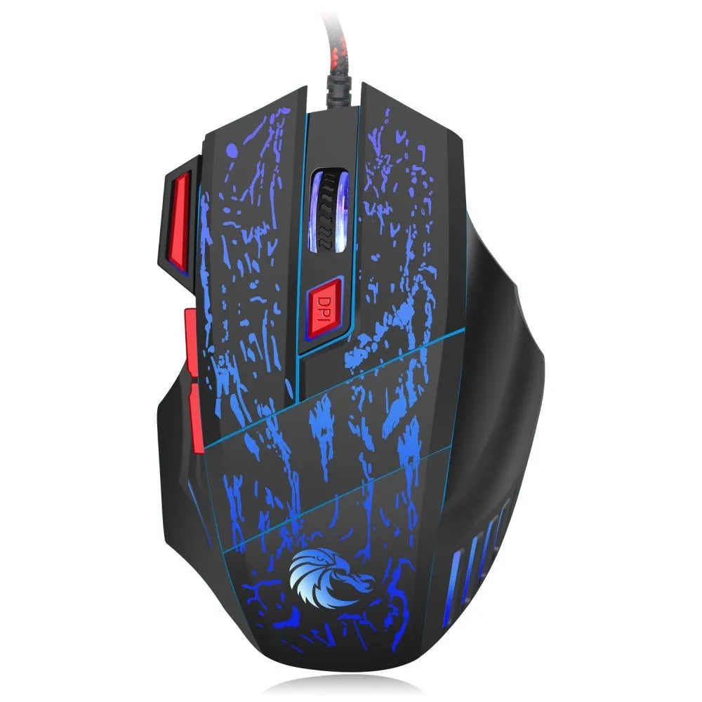Colourful RGB gaming mouse with ergonomic design and USB cable for desktop gaming