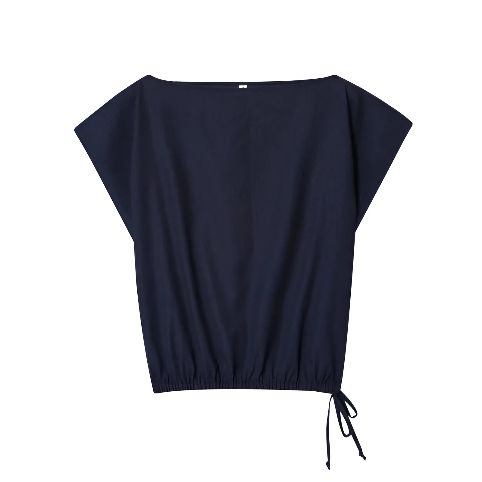 Women's linen-blend shirt with flounced sleeves and matching wide leg trousers in a two-piece commute wear set