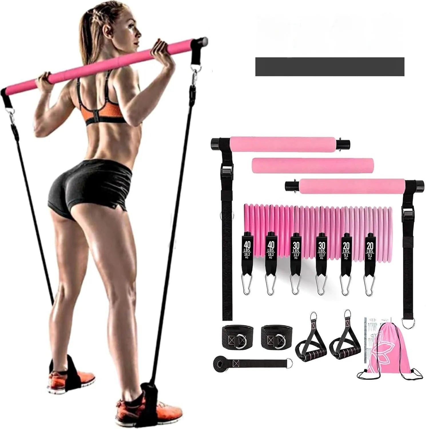 180-pound reinforced resistance band pull rope set in TPE material with tension rope