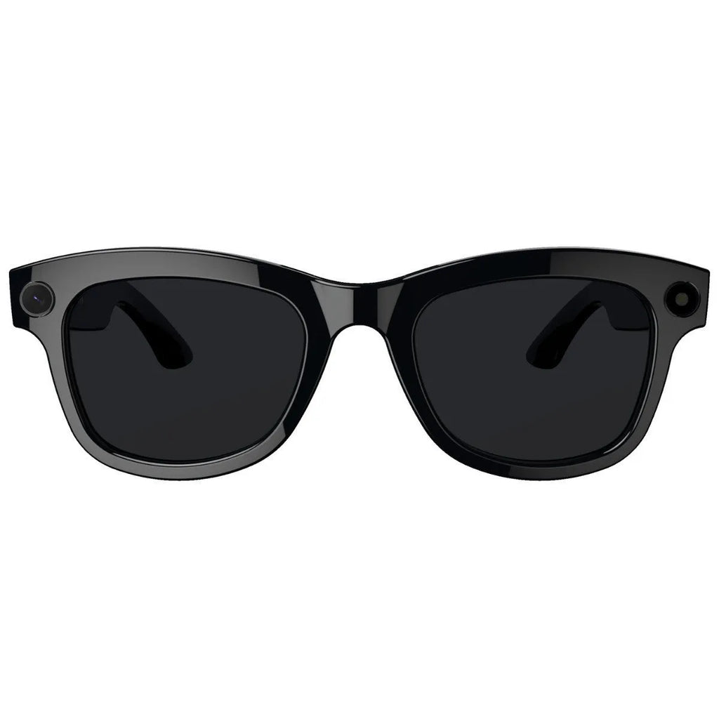 M01 AI translation video glasses with black and transparent lens options showing head-mounted design