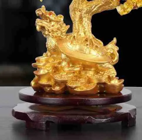 Citrine-coloured resin ornament of a Chinese-style small water turtle money tree.
