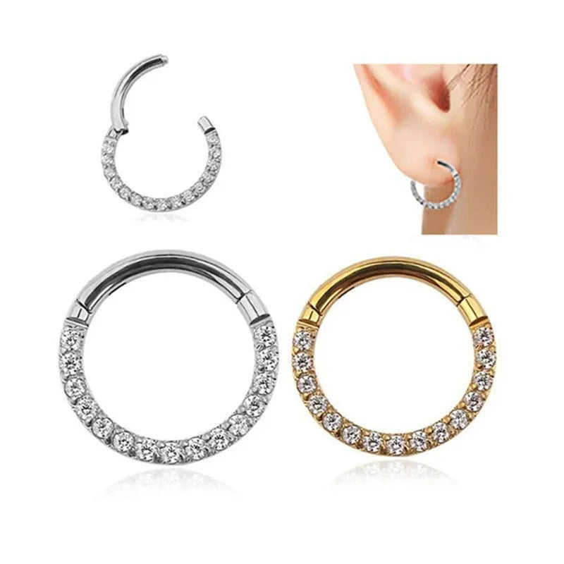 Stainless steel seamless nose ring showing round shape and electroplated colour options including black, gold, and rose gold finishes