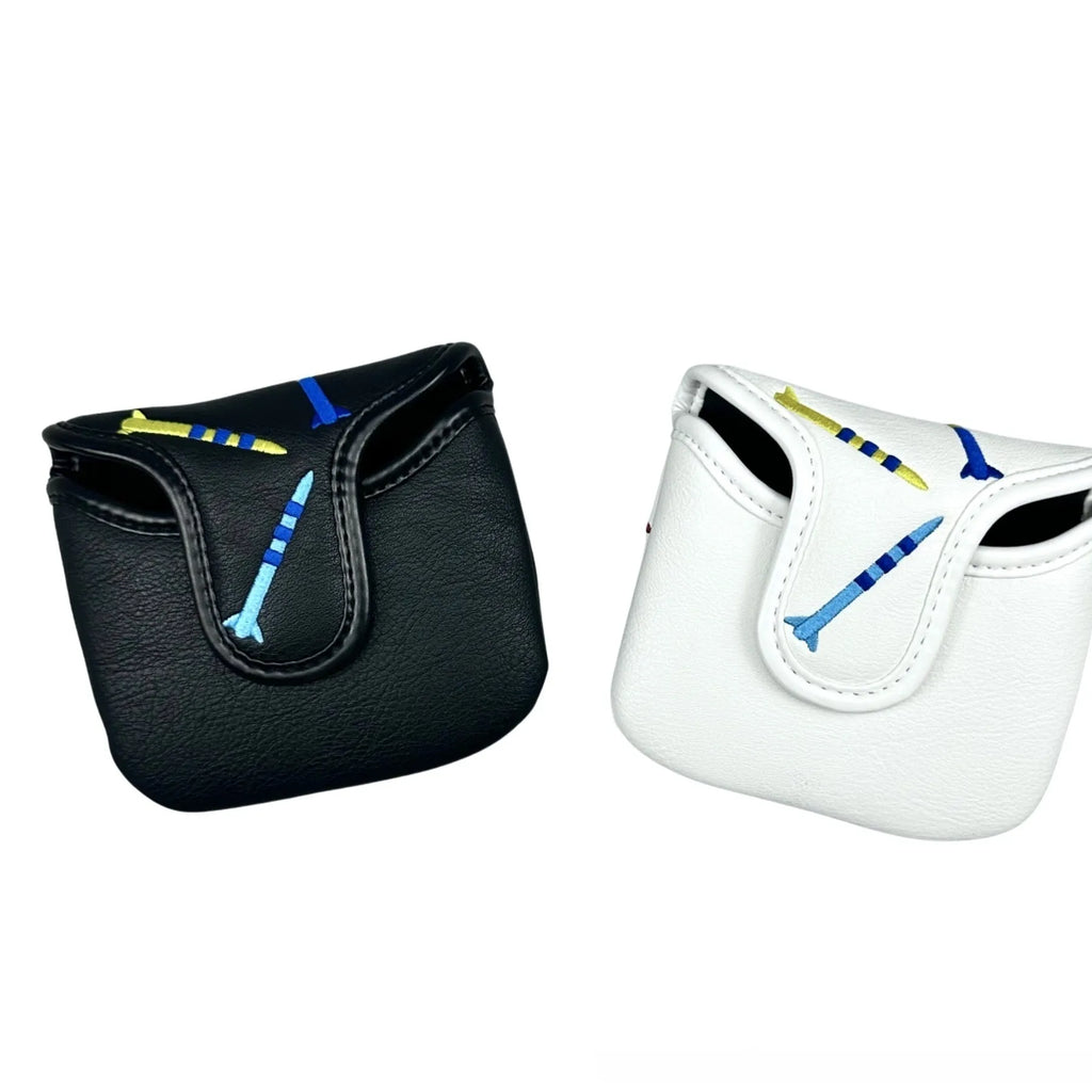 Golf putter protective sleeve with rocket pattern square design in PU leather