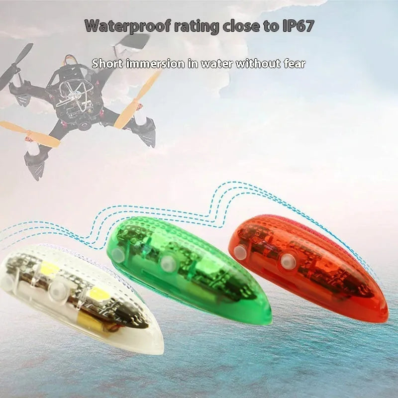 V3 wireless charging waterproof navigation light for model cars and boats, showing red, green, and white colour options.